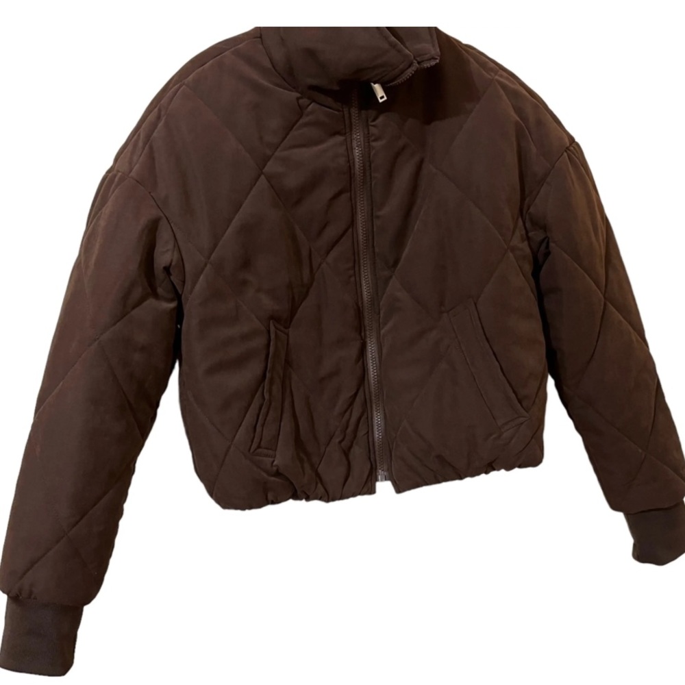 Ci Sono Brown Cropped Puffer Jacket